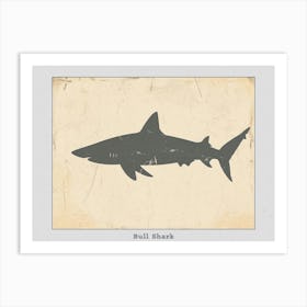 Bull Shark Grey Silhouette 4 Poster Art Print
