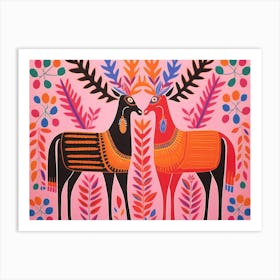 Moose 1 Folk Style Animal Illustration Art Print