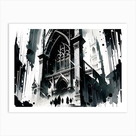 Black And White Of A Church 1 Art Print