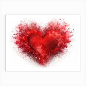 Red Heart Exploding In Powder Art Print