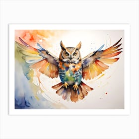 Owl Watercolor Painting Art Print