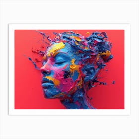 Psychedelic Portrait: Vibrant Expressions in Liquid Emulsion Portrait Of A Woman Art Print