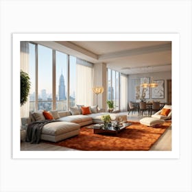 An Elegant Living Room In The Heart Of Autumn Brimming With Fine Furniture A Comfortably Plush Sof Art Print