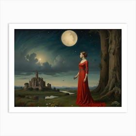 Woman In A Red Dress 1 Art Print