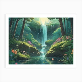 Waterfall In The Forest 1 Art Print