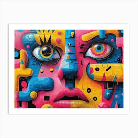 SynthGeo Shapes: A Cartoon Abstraction Street Art 1 Art Print