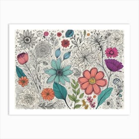 Doodle Flowers 8 Art Print