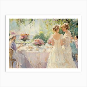 Outdoor Tea Party in a Sunlit Garden Art Print