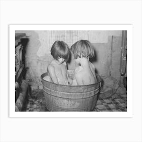 Children Taking Bath In Their Home In Community Camp, Oklahoma City, Oklahoma, See General Caption 21 By 1 Art Print