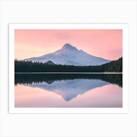 Mt. Hood At Sunset Pastel Pink Art Print