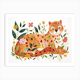 Little Floral Puma 2 Art Print
