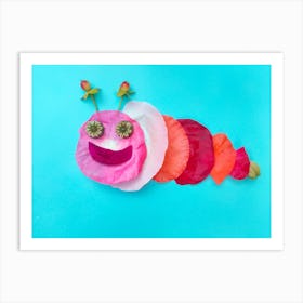 Caterpillar made with poppies Art Print