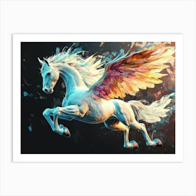 White Horse With Wings 2 Art Print