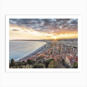The City Of Nice At Sunset Art Print