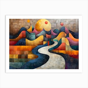 Road To The Mountains, Cubism 1 Art Print