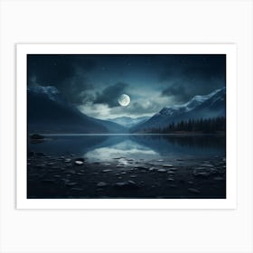 Moonlight Over Lake 1 Art Print