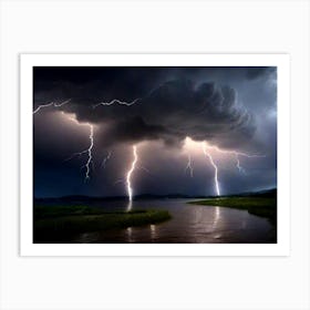 Lightning Over Water Art Print