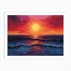 Sunset Over The Ocean 1 Art Print