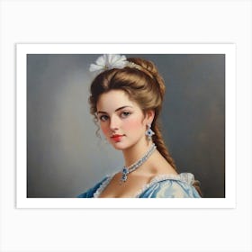 Lady In Blue Dress 8 Art Print