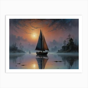 Sailboat At Sunset Art Print