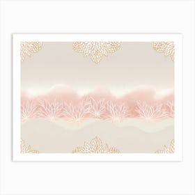 Pink And Gold Floral Wallpaper Art Print