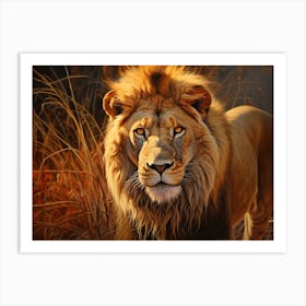 African Lion Eye Level Realism 2 Art Print