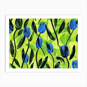 Blue Tulips 11 Art Print