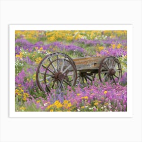 Old Wagon In Wildflowers Art Print