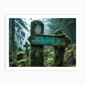 A Decaying Signboard At The Infamous Haunted Cemetery Letters Of The Signboard Are Weather Beaten A (14) Art Print