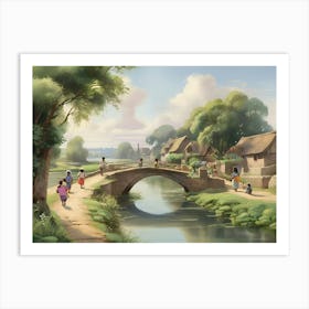 Chinese Village paintings art print Art Print