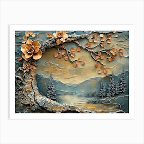 3d Painting Of Lifelike Tree Bark Textures And Woodland Beauty Of Natural 1 Art Print