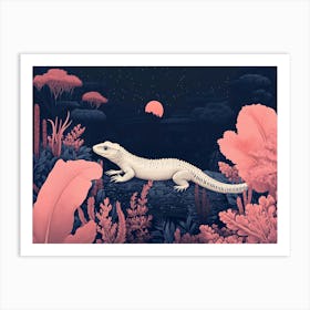 White Lizard in Purple Wilderness - Albino Art Print