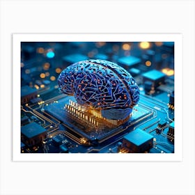 Abstract Concept Of A Brain Resembling An Intricate Circuit Board With Neural Lines Crisscrossing A (5) Art Print