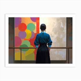 Woman Looking At A Painting Art Print