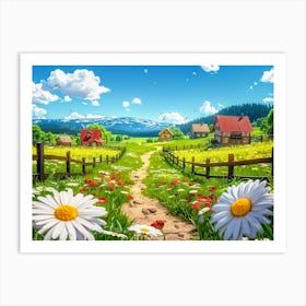 Daisies In The Field Art Print