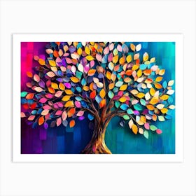 Colorful Tree With Leaves On Hanging Branches 4 Art Print