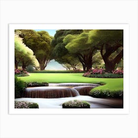 Waterfall In The Park Art Print