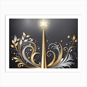 Christmas Magic wand Vector Art 3 Art Print