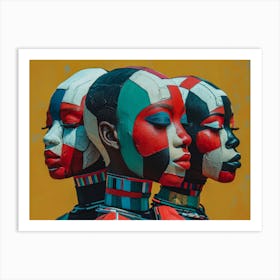 Abstract Woman Faces In Geometric Harmony 12 Art Print