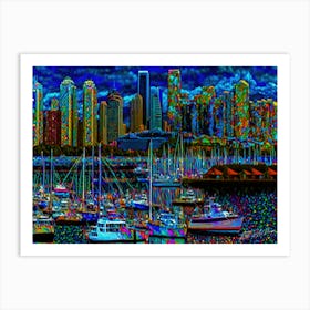 Vancouver Skyline Dusk- Skyline At Night Art Print