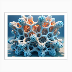 Abstract 3d Structure With White And Blue Colors Art Print