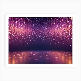 Abstract Background With Falling Glitter And Bokeh Effects On A Purple And Pink Gradient Art Print