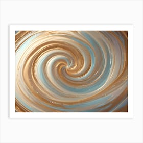 An Abstract Digital Art Piece Featuring A Swirling Pattern In Shades Of Gold And Blue, Creating A Hypnotic And Organic Effect Art Print