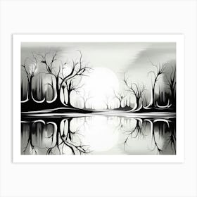 Tranquility Abstract Black And White 10 Art Print