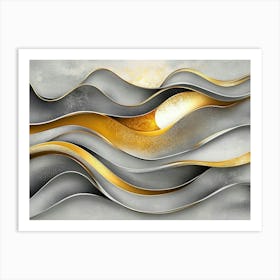 Abstract Gold And Silver Wave Painting Art Print