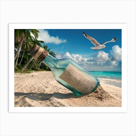 Message In A Bottle at the beach Art Print