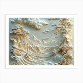 3d Marble Carved Landscapes Art Print