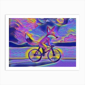 Fox On A Bike Art Print