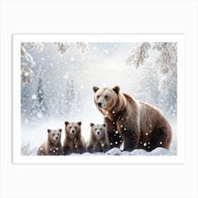 Family Of Brown Bears Art Print