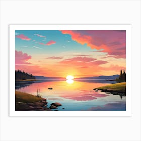 Sunset By The Lake 1 Art Print